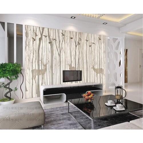 Europe Bird Tree Mural Wallpaper 3D Waterproof Living Room TV Background Wall Rustic Wallcovering Black White Color Home Decor