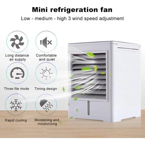 Desktop Air Conditione Fan USB Rechargeable Air Cooler Humidifier Desk Fan 3 Gears Adjustable Home Silent Air Conditione Fan