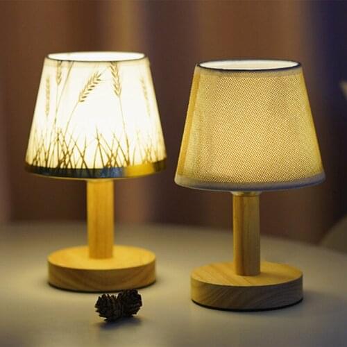 Nordic Solid Wood LED Table Lamp Portable USB Touch Living room Bedroom Bedside Decorative Night Light