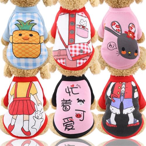 2019 New Cute Cloth Pet Clothes Cartoon Breathable Thin Velvet Dog Coat Sweatshirt for Puppy Chihuahua and Cat Coat Pet Supplies