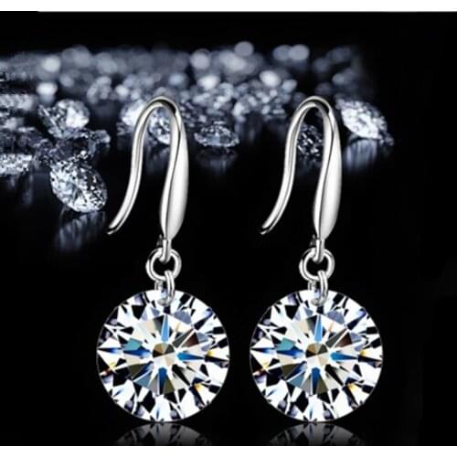 2020 New Women Silver plated stud Earring Luxury Bling 8mm CZ Bare Rhinestone Female Ear Jewelry Wholesale