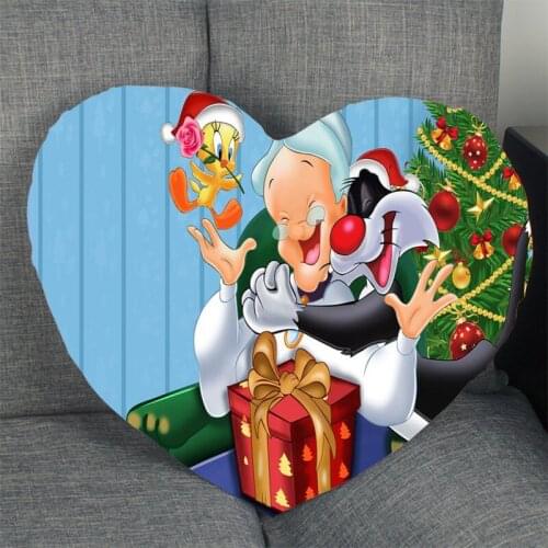 New Arrival Tweety Bird Cartoon Pillowcase Heart Shape Satin Fabric Pillow Cover For Home Bedroom Wedding Decorate Pillow Cases