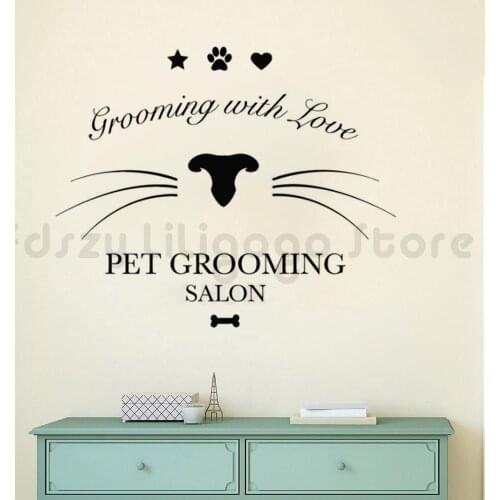 Pet Shop Wall Window Sticker Pet Grooming Salon Wall Decal Cat Beauty Care Wall Mural Dogs Cats Shop Wall Decoration Q603