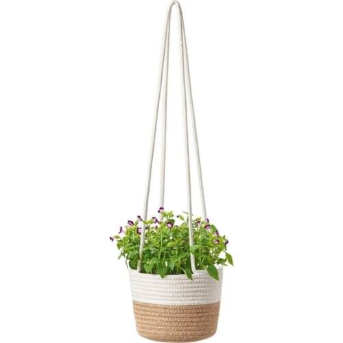 Hand-woven Hanging Baskets Straw Rattan Hemp Rope Green Plants P-otted plants Hanging Indoor Flowers Gardening Decoration
