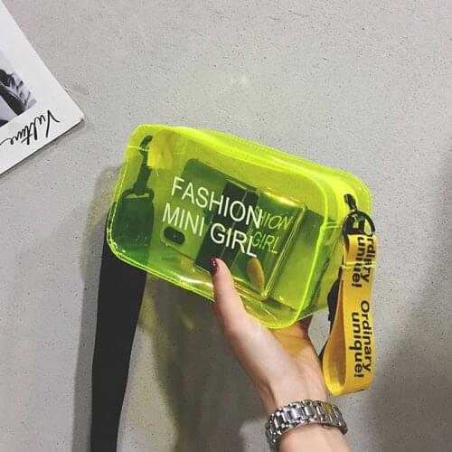 Transparent Laser Crossbody Bag For Women Candy Color Letter Fashion Wild Mini Shoulder Messenger Bag PVC Jelly Small Tote Bag