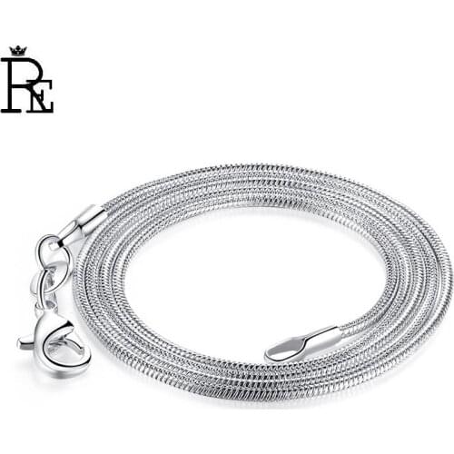 RE 100PCs Jewelry Findings 1.2mm Necklace Chains Copper Silver Color Plated Snake Chain+Lobeter Clasp Jewelry For Pendant