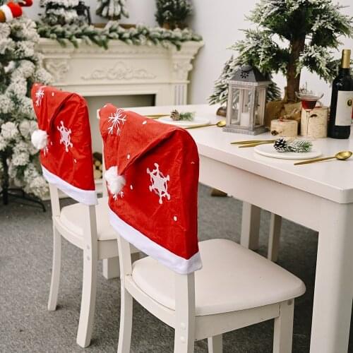 Christmas Dinner Table Decoration Restaurant Chair Cover New Year Decor Supplies Chair Back Covers Christmas Decoration