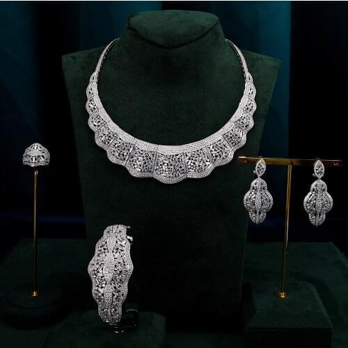 TIRIM Dubai Fashion jewelry Sets African Bridal Wedding Gifts Party for Women Necklace Bracelet Earrings Ring Set Jewellery
