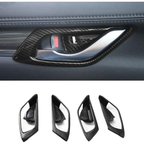 Carbon Fiber Style ABS Interior Door Handle Bowl Cover Trim for Mazda CX-5 CX5 2017 2018 Interior Accessories