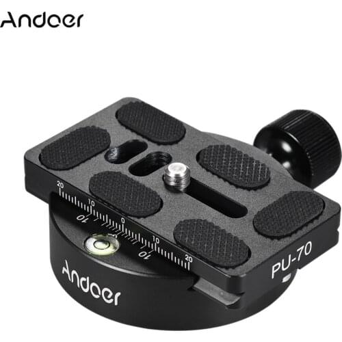 Andoer Tripod Head KZ-40 Universal Aluminum Disc Clamp Adapter w/ PU-70 Quick Release Plate Compatible for Arca Swiss