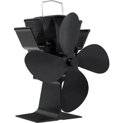 Wood Stove Fan Black Fireplace Heat Powered Stove Fan with 4 Blades Stove Accessories Quiet Operation Eco-Friendly and Efficient