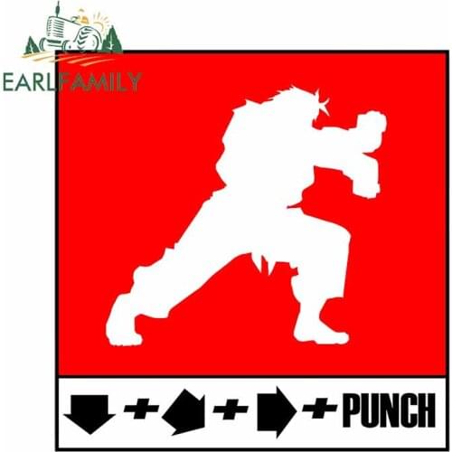 EARLFAMILY 13cm x 12.6cm for Fighter Combo Punch Arcade Car Sticker Vinyl Anime Personality Occlusion Scratch Window Trunk Decal