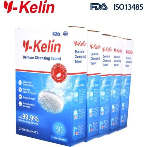 Y-Kelin Denture Cleansing Tablets 360 Tabs + denture box brush