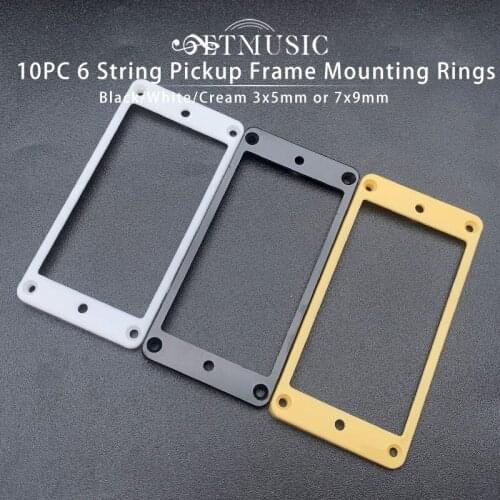 10pcs Curved Plastic 6 String Humbucker Pickup Frame Mounting Ring For Electric Guitar 3x5mm or 7x9mm Black/White/Cream