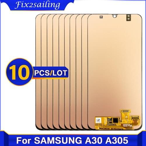 10 pcs ORIGINAL 6.4'' LCD Display for SAMSUNG Galaxy A30 A305/DS A305F A305FD A305A Touch Screen Digitizer Assembly with frame
