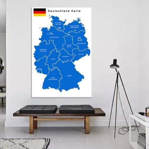 100*150 Cm The Germany Political Map In German Large Poster Vinyl Non-woven Canvas Painting Classroom Home Decor School Supplies