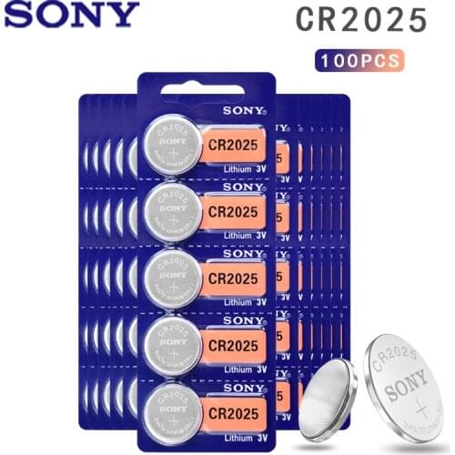 100pcs/lot sony CR2025 3V 100% Original Lithium Battery For Watch Remote Control Calculator CR2025 button cell coin batteries