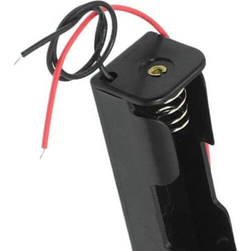 2Pcs Black 18650 Flat Tip Batteries Battery Holder Case w Wire Leads QJY99