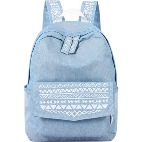 3PCS / LOT New Printing Backpack Women School Bags for Teenage Girl mochilas National Style Blue Travel Backpacks Female Bagpack