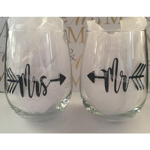 8pcs Mr& 8pcs Mrs drinking wine cup decals Anniversary Glasses Sticker Tumbler Wine Glass Sticker Engagement Party Gift EB027