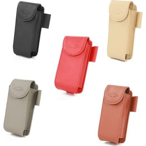 Automotive Visor Glasses Case Leather Protective Bag with Flannelette Lining