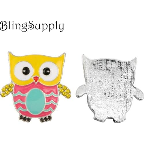 Free shipping 24*21mm pretty owl rhinestone button flatback embellishment 50PCS (BTN-5407)