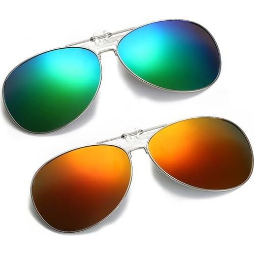 Oversized Pilot Clip on Sunglasses Driving Fishion Men Driving Polarized Alloy Aviation Big Women Glasses Clips for Myopic