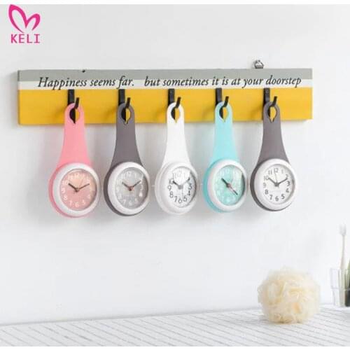Bathroom Kitchen Refrigerator Wall Clock Creative Silicone Suction Cup Waterproof Anti-drop Silent Home Decoration Wall Watch