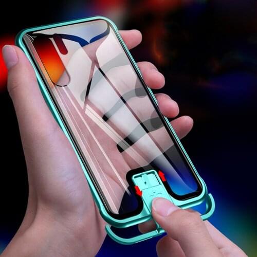 R-just Case For Huawei P30 Pro 9H Hardness Clear Tempered Glass & Aluminum Metal Slide Case Cover For Huawei P30 Hard Cases