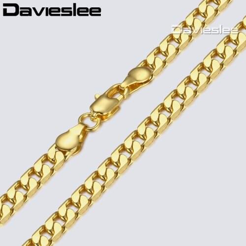 Davieslee 4mm Womens Mens Necklace Gold Filled Chain Curb Link Fashion Jewelry LGN27