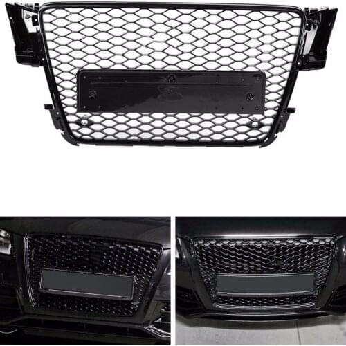 For RS5 Style Front Sport Hex Mesh Honeycomb Hood Grill Gloss Black for Audi A5/S5 B8 2008 2009 2010 2011