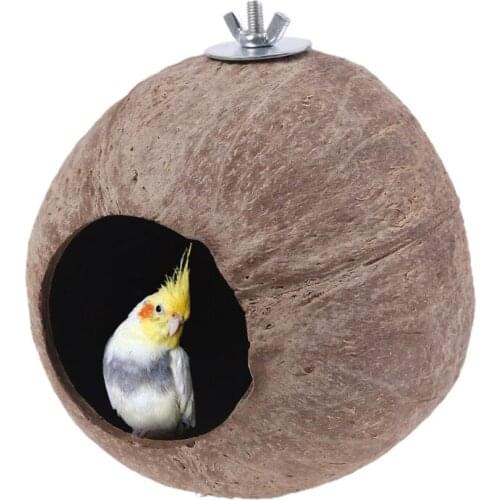 Pet House Parrot Nest Natural Coconut Shell House Cage Feeder Parakeet Birds Squirrel Hamster Toys Pet Breed Decoration Supplies
