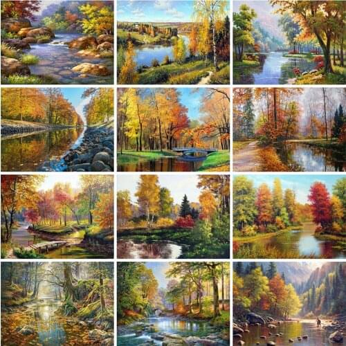 EverShine Diamond Mosaic Lake 5D DIY Diamond Painting Natural Cross Stitch Rhienstones Art Bead Picture Kits Home Decoration