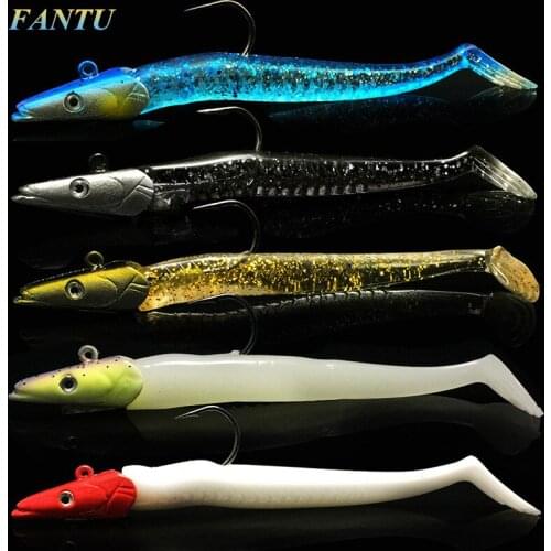 FANTU Sinking Lead Head Fishing Lure Fresh Water Soft Artificial Baits Saltwater Fishing Soft Lures 5PCS/Lot