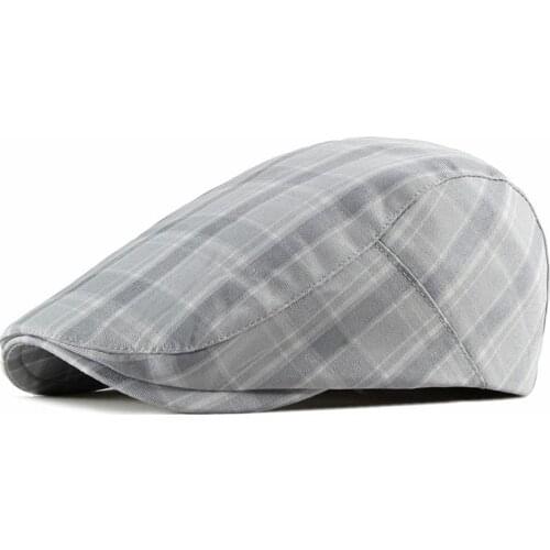 Cotton Spring Summer Plaid Newsboy Caps Flat Peaked Cap Men and Women Painter Beret Hats 43