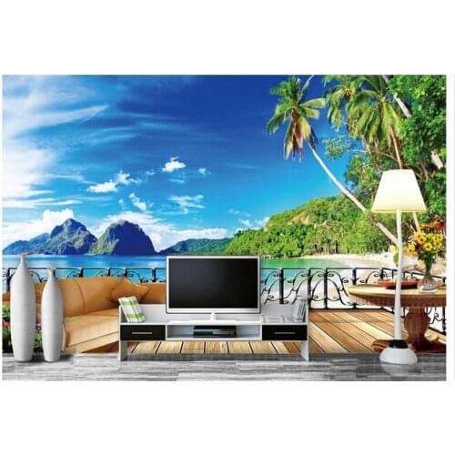 Customized 3d wallpaper 3d wall murals Hawaii beach 3 d TV setting wall mural wallpaper room