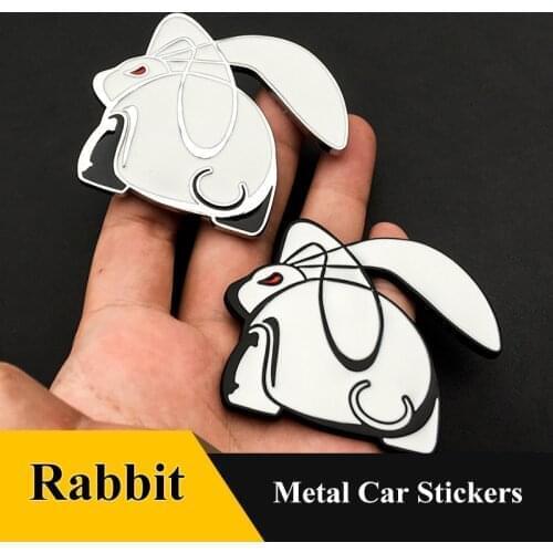 Rabbit 3D Cartoon Metal Car sticker Auto Grille Badge For Mercedes Benz Toyota Highlander BMW HONDA VW Car Styling Accessories
