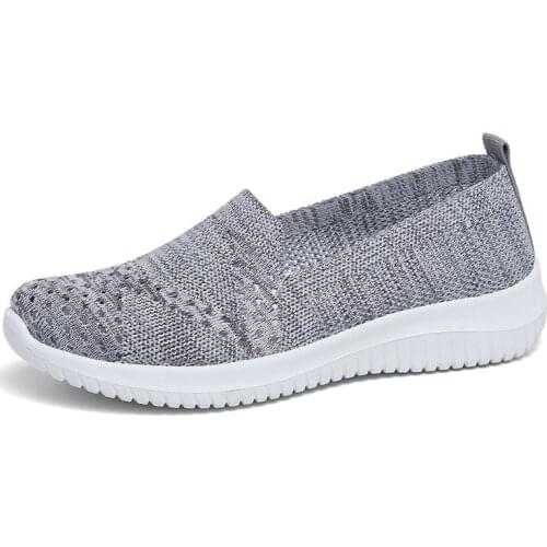 Summer Flying Woven Mesh Shoes Female Middle-aged and Old Mother Shoes Breathable Casual Mesh Shoes Cloth Shoes Womens Shoes