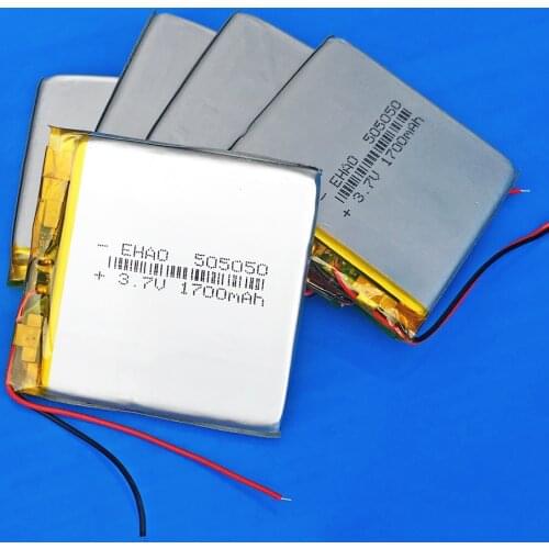 5 pcs 3.7V 1700mAh lipo lithium polymer Rechargeable battery for MP3 GPS navigator DVD recorder headset e-book camera 505050
