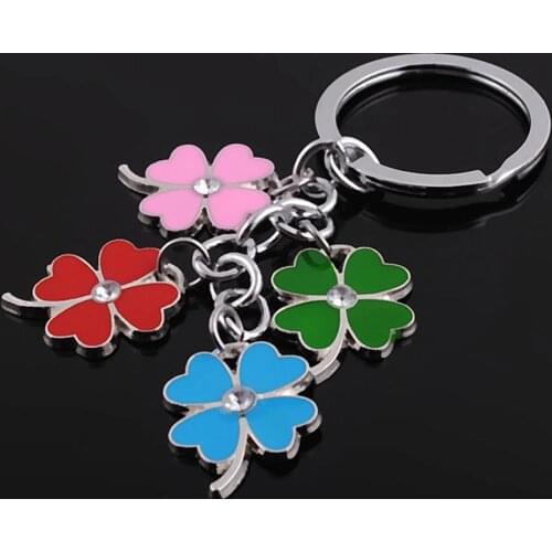 Leaf clover keychain fashion four leaf clover keyring key chain key ring holder
