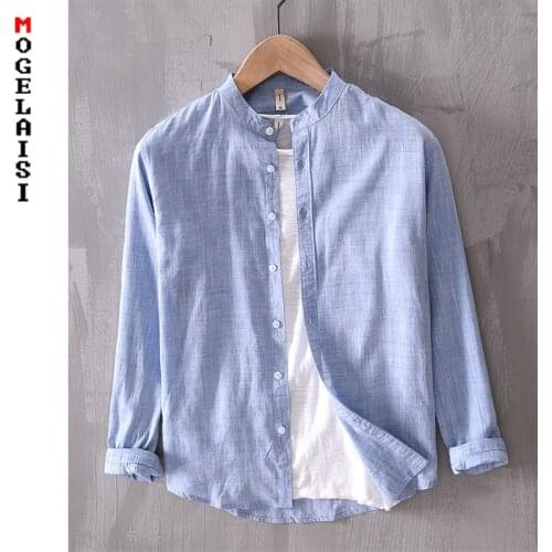 2020 Srping New casual shirt men 100% cotton breathable tops Comfortable soft long sleeve man solid shirts Asian size L0538