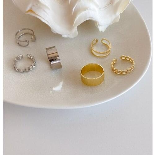 3pcs Geometric Circle Punk Rings Set For Women Gold Color Opening Cuff Finger Ring Adjustable Knuckle Ring Set Accessories