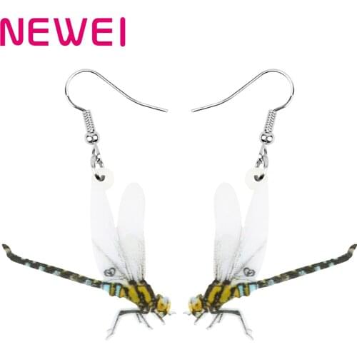 Newei Acrylic Charm Dragonfly Earrings Aesthetic Long Insect Animal Dangle Drop Jewelry For Women Kids Classsic Summer Jewellery