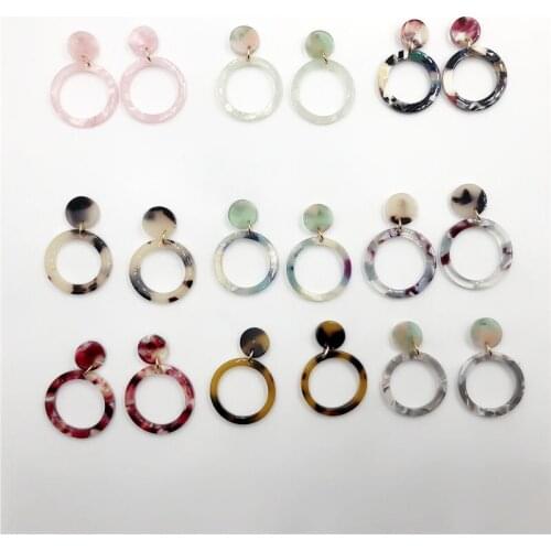 New Leopard Acetate Earrings Personality Atmosphere Exaggerated Edition Geometric Round Brown Acrylic Earrings For women