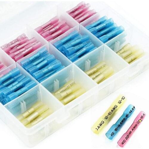 200Pcs Assorted Crimp Terminals Electrical Heat Shrink Wire Connectors Red Blue Yellow