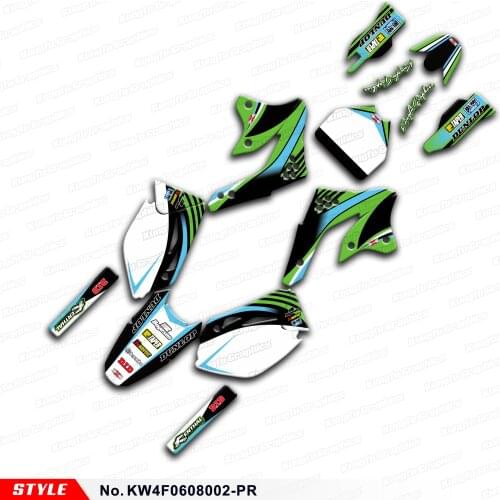 Aftermarket Custom Stickers Motocross Decals for KX250F KX450F KXF 250 450 2006 2007 2008, Style No. KW4F0608002-PR