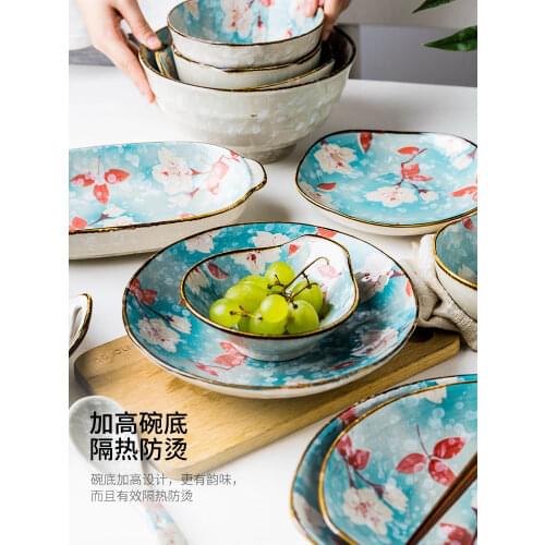 Flower Blue Dinner Plates European Style Round Home Dinner Plates Set Ceramic Breakfast Geschirr Set Kitchen Tableware EI50TZ