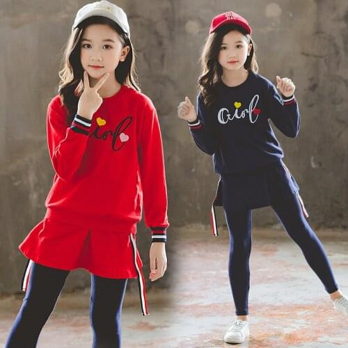 Special Offer Childrens Fall Suit 2019 Girls Long Sleeve Tops + Culottes 2 Pcs Kids Spring Active Embroidered Clothing Set P111