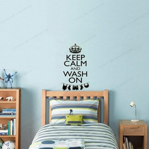 Laundry Room Quote Wall Sticker Keep Calm and Wash on home Decor Wall Paper Art viny removable Wall Decal WU221