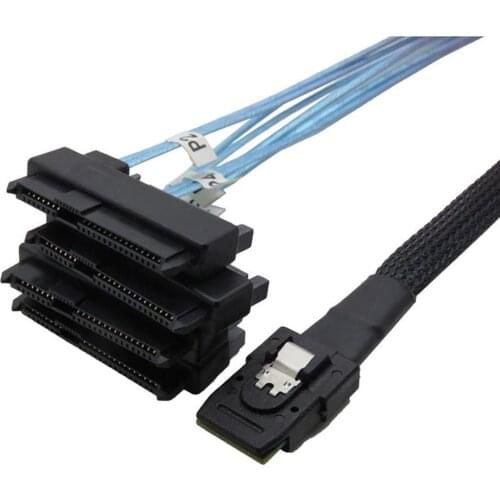 Convenient Multi-function 3ft 1m Mini SAS 36P SFF-8087 to 4 SFF-8482 Connectors with SATA Power Cable